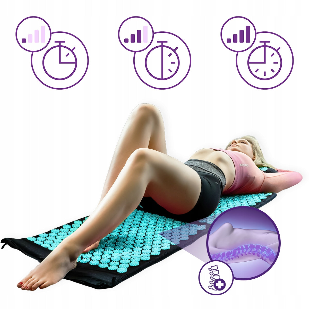 Acupressure Mat with Spikes + Pillow Long Health Mat Back Massage Medical device yes