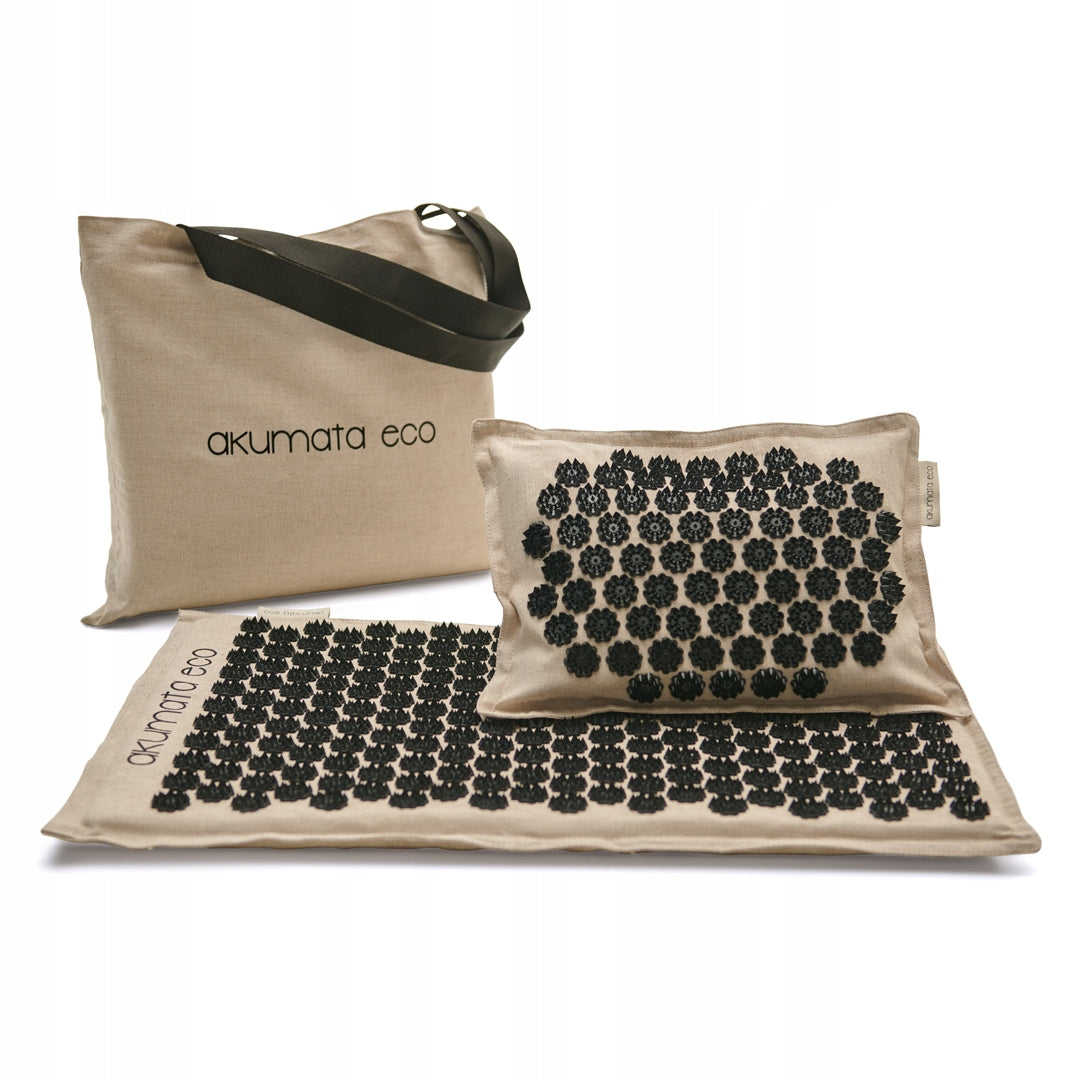 Acupressure mat Akumata eco-friendly black with pillow Manufacturer code AKUMATA ECO - Ekologiczny Zestaw