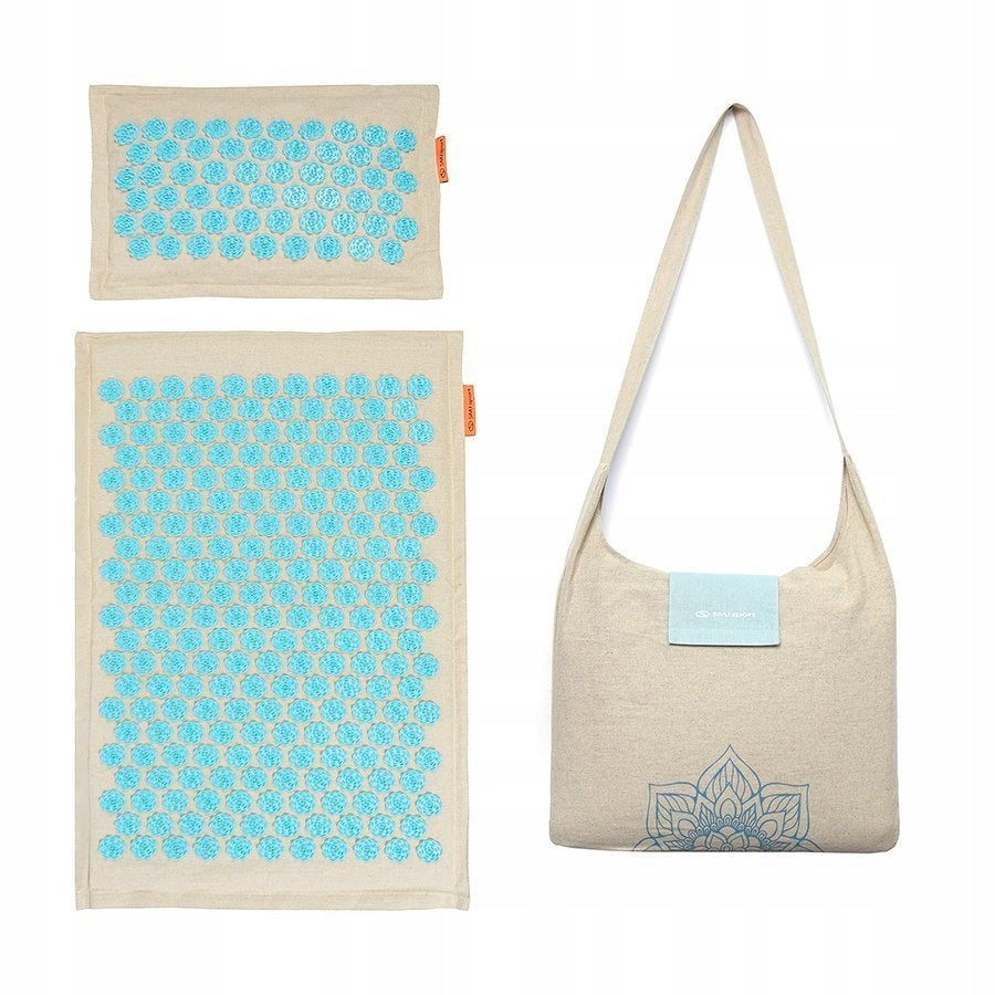 Acupressure mat set PREMIUM pillow bag natural linen coconut buckwheat
