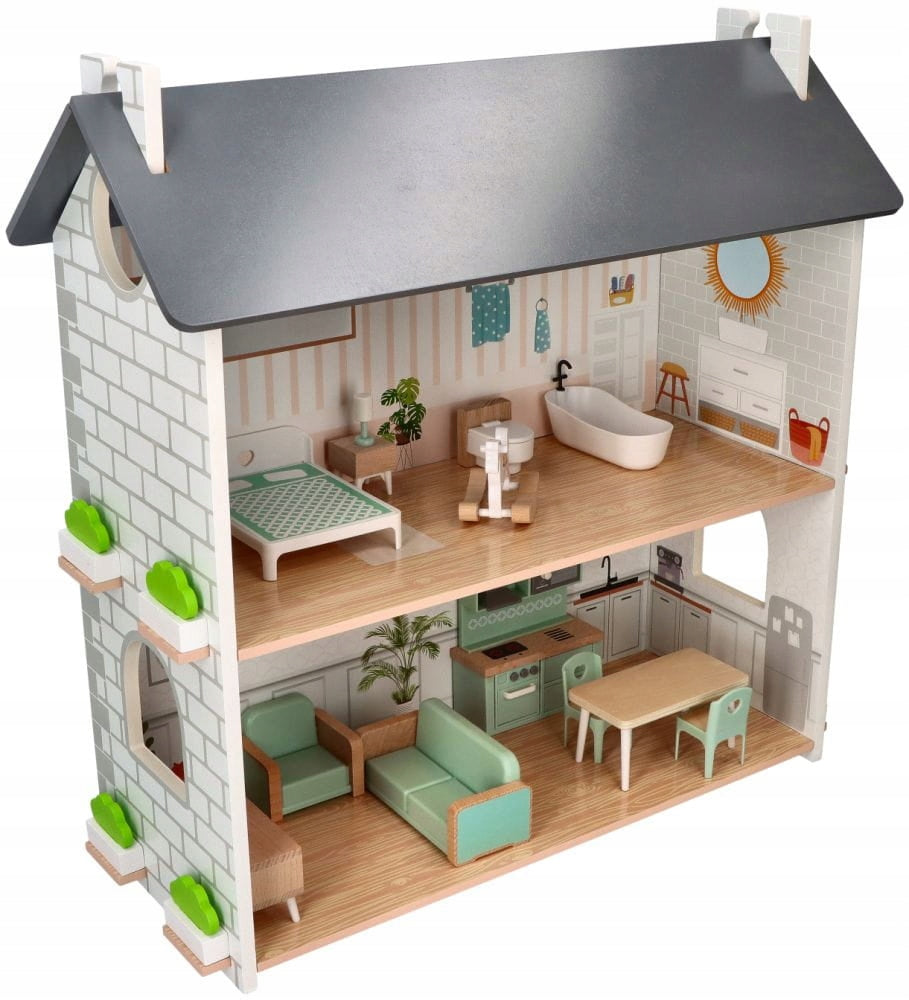 Adam Toys Large, cozy wooden dollhouse Color multicolor