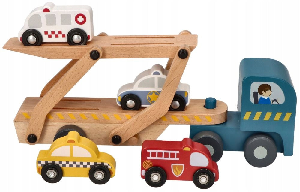 Adam Toys Wooden Tow Truck with Rescue Cars Brand Adam Toys