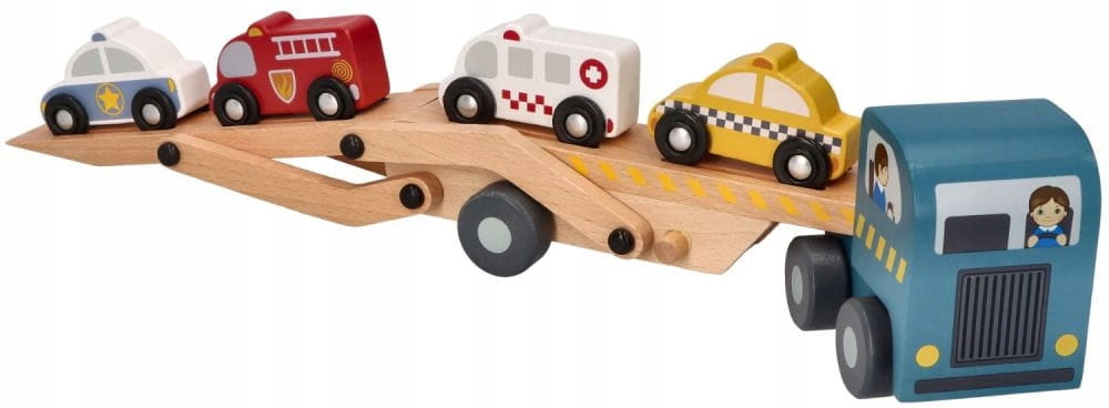 Adam Toys Wooden Tow Truck with Rescue Cars Packaging status original