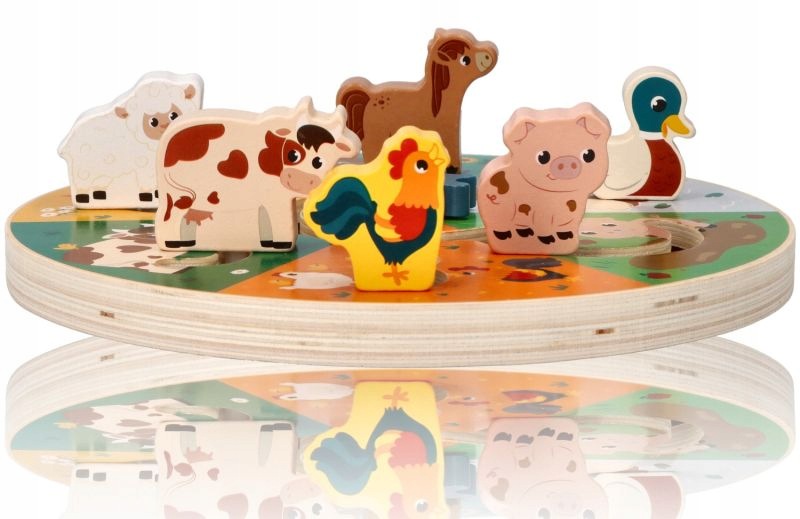 AdamToys Sliding wooden animals from farm labyrinth 6 animals 2+ Brand Adam Toys