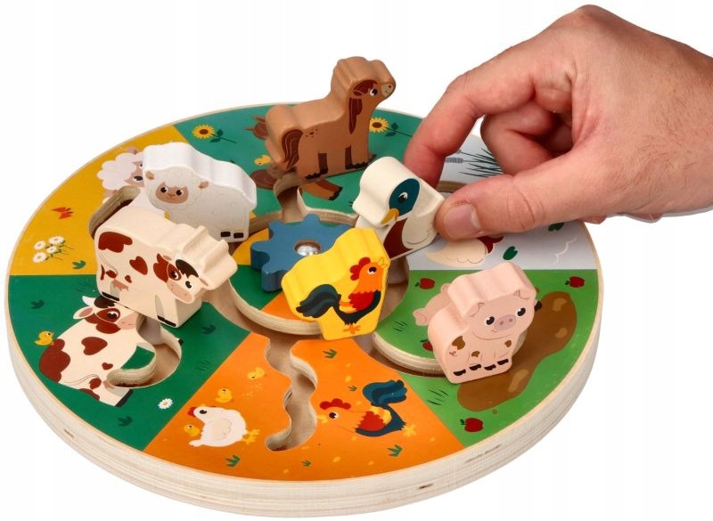 AdamToys Sliding wooden animals from farm labyrinth 6 animals 2+ Packaging status original