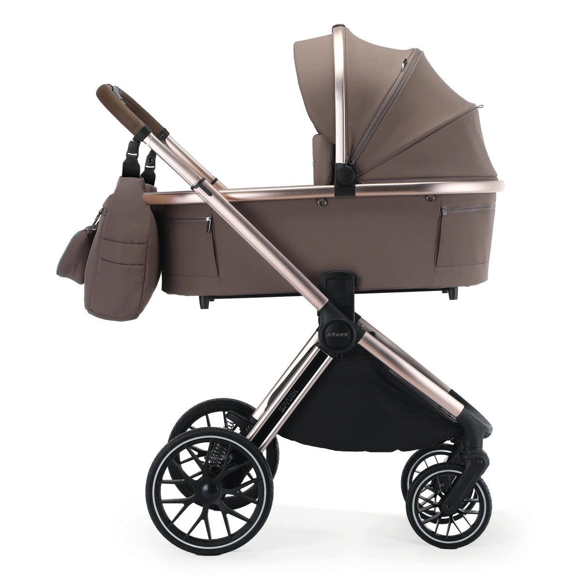 Adamex SPARK CHAMPAGNE FANGO 2-in-1 Stroller + Adapters