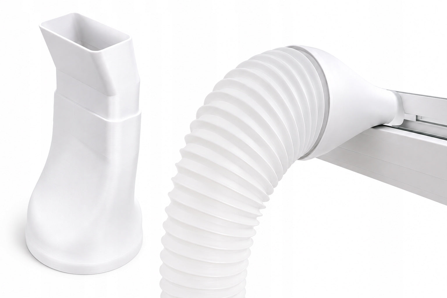 Adapter for portable air conditioner pipe 130 mm oblique window white