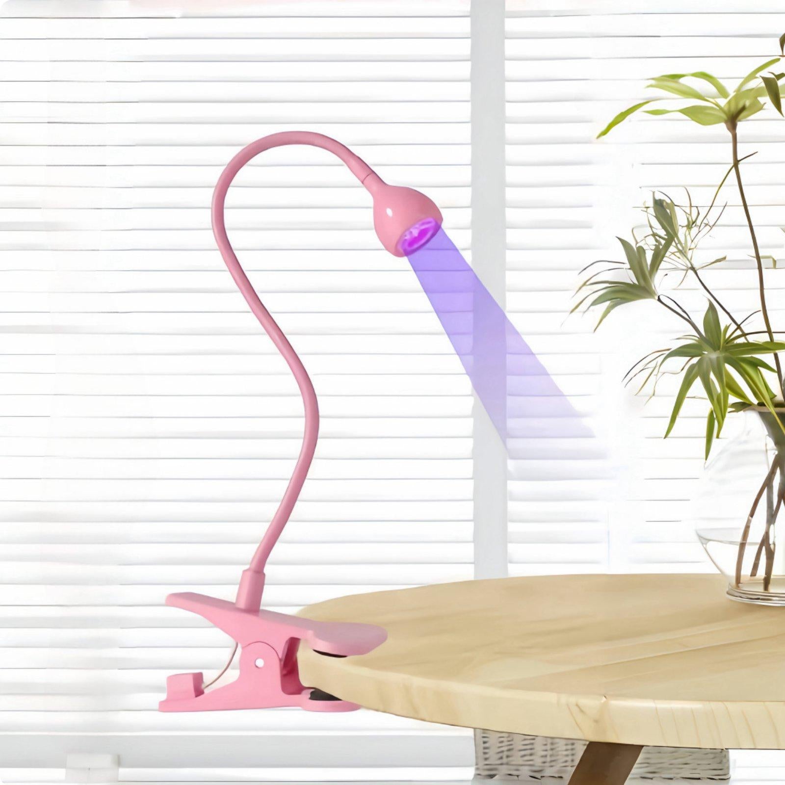 Adjustable Clamp Base Manicure Lamp Personal Care Pink White Wire Boxed