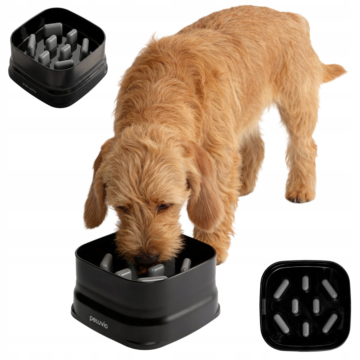 Adjustable Height Slow Feeder Bowl for Dogs - Dry/Wet Food