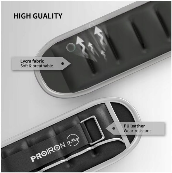 Adjustable Weights for Ankle Legs and Exercise Hands 2x2,5 kg Weights Brand Proiron