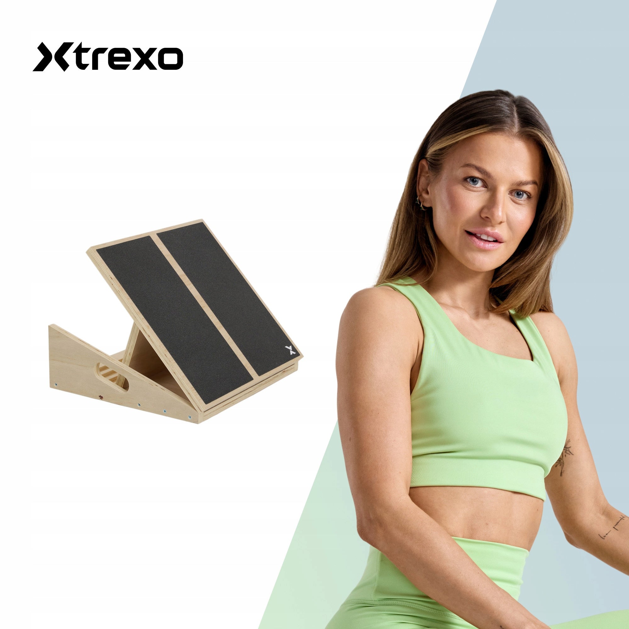 Adjustable calf stretch platform XTREXO exercise wedge WOODEN Manufacturer code TXO-B5C005-BK