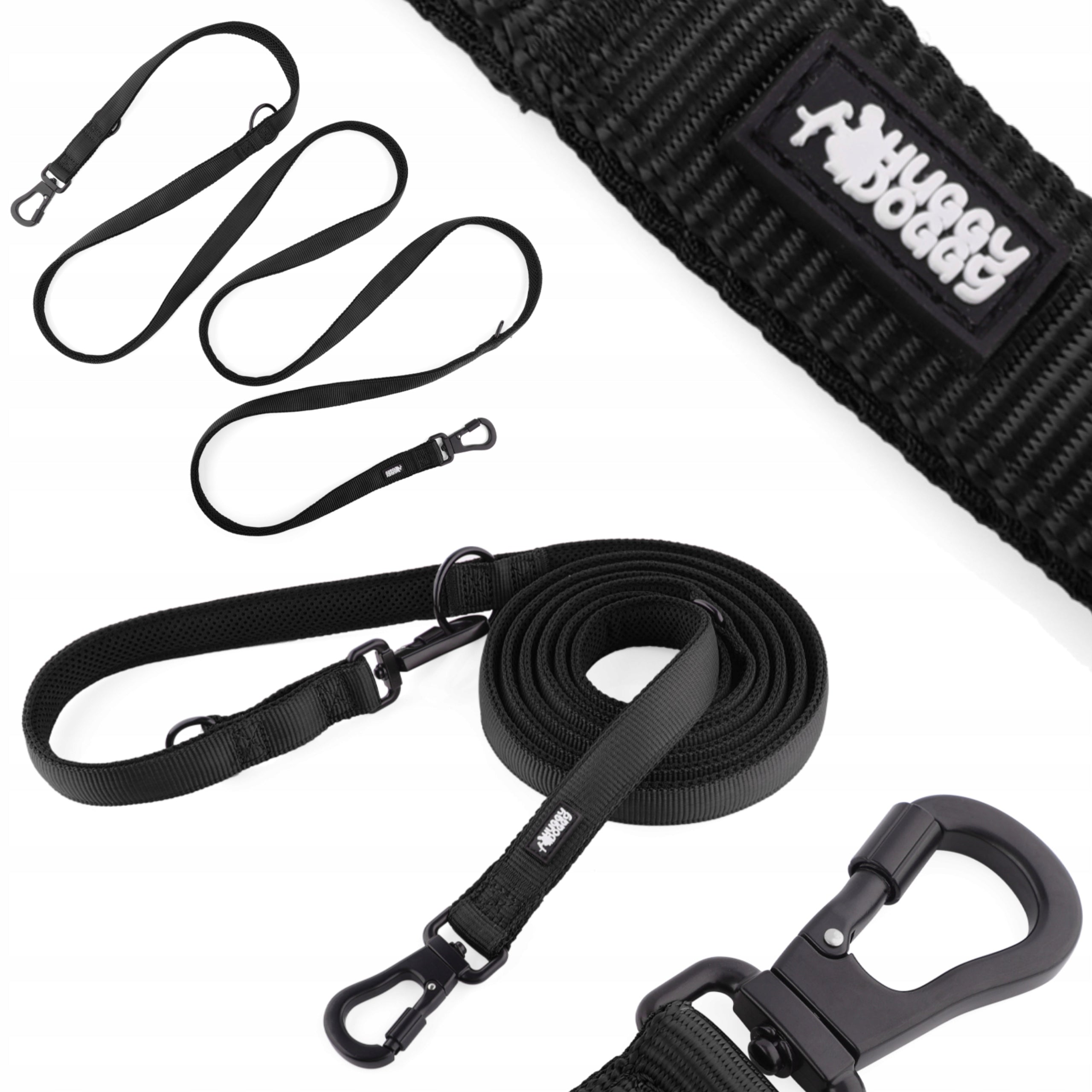 Adjustable leash 3m for dog black HUUGGY DOGGY multifunctional M