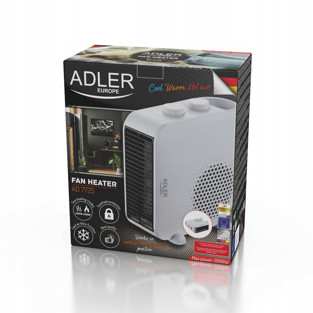 Adler AD7725W fan heater farelka 2000W white Dominant color white