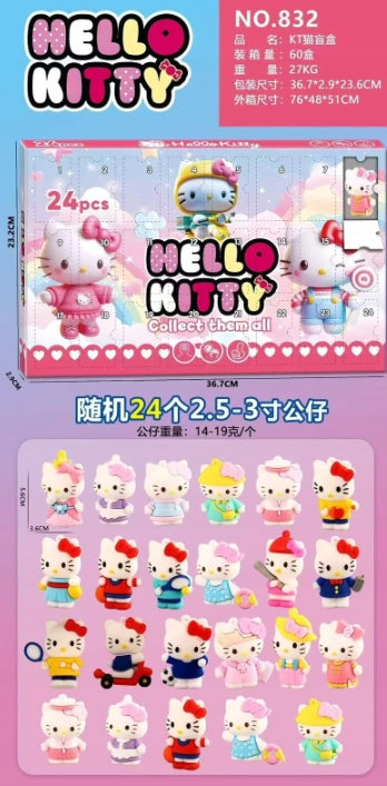 Advent Calendar 24 Pcs Hello Kitty Kuromi Gift Figurines Sanrio Keychain Packaging status original