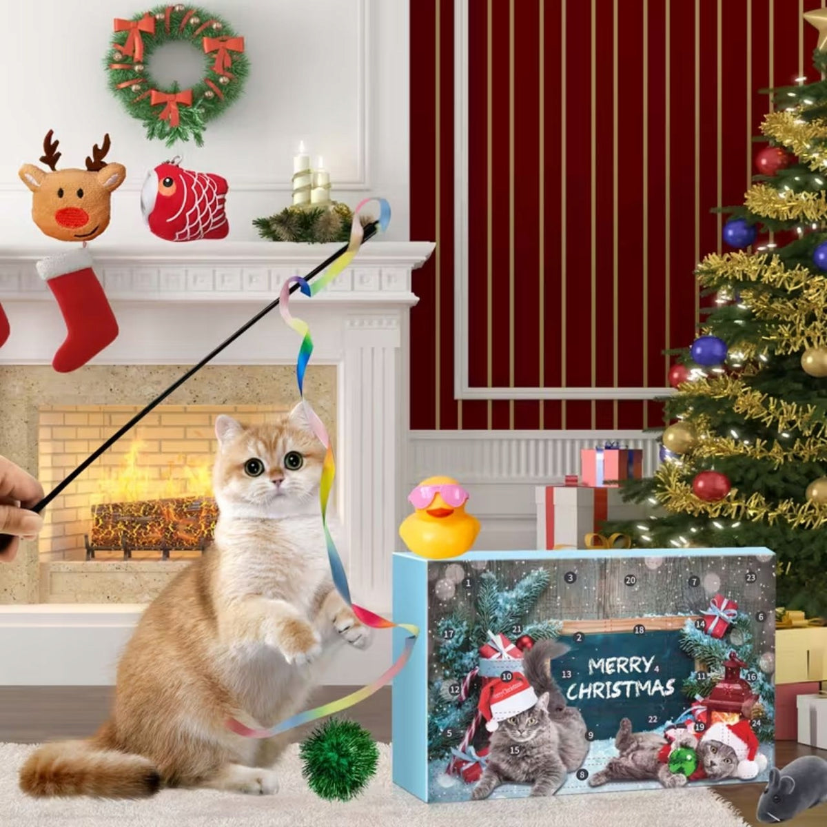 Advent Calendar Cat Toys 24 Christmas Gadgets Balls Manufacturer code Kalendarz Adwentowy Zabawki Dla Kota