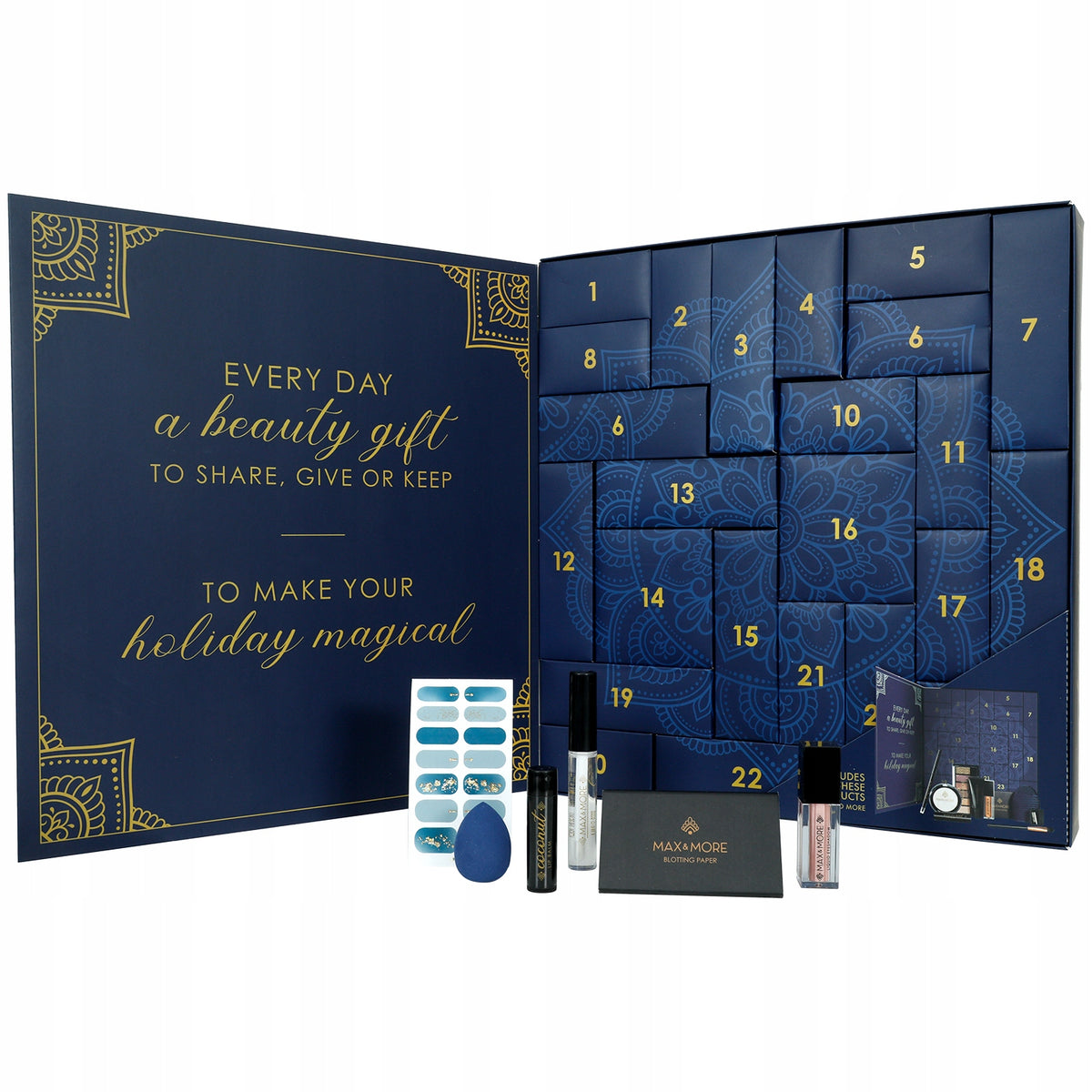 Advent Calendar MAX & MORE 24 LUXURY cosmetics for face and body K24 Brand Max&More