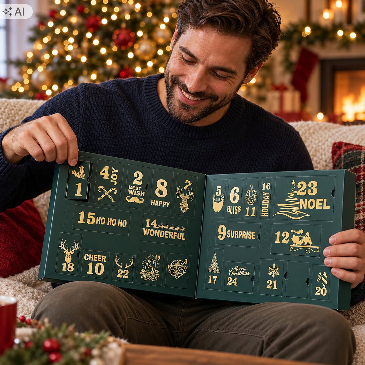 Advent Calendar for Men with Cosmetics Beard Care Set Packaging status original