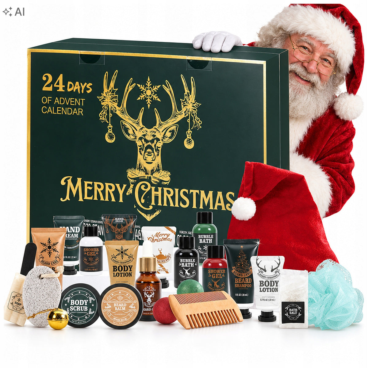 Advent Calendar for Men with Cosmetics Beard Care Set
