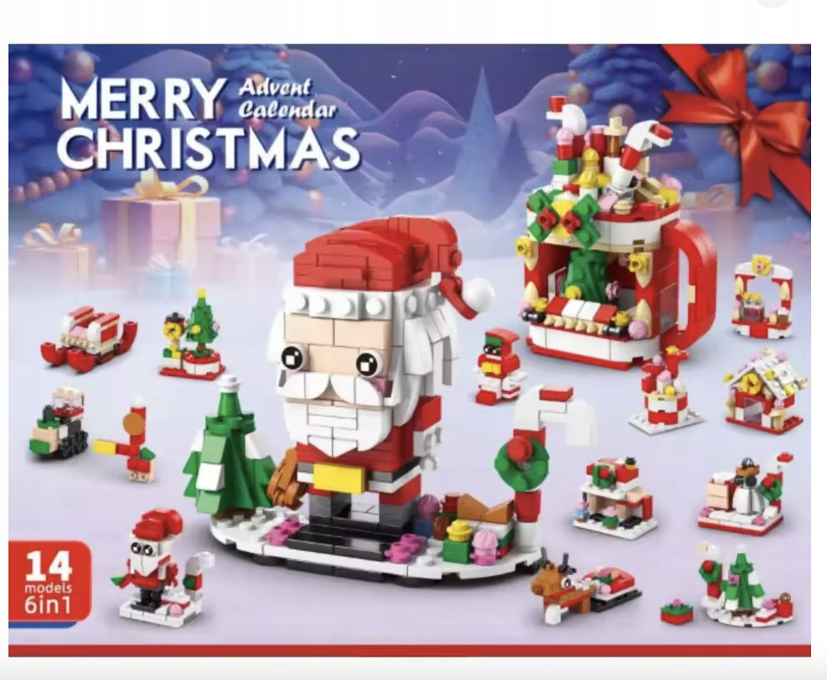 Advent Calendar with Blocks 12 Christmas Window Set for Kids