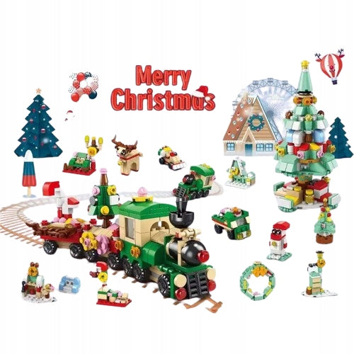 Advent Calendar with Christmas Blocks Train Christmas Tree 12 Windows Brand no brand