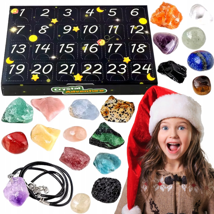 Advent Calendar with Crystal Minerals Stones 24 Days for Gift