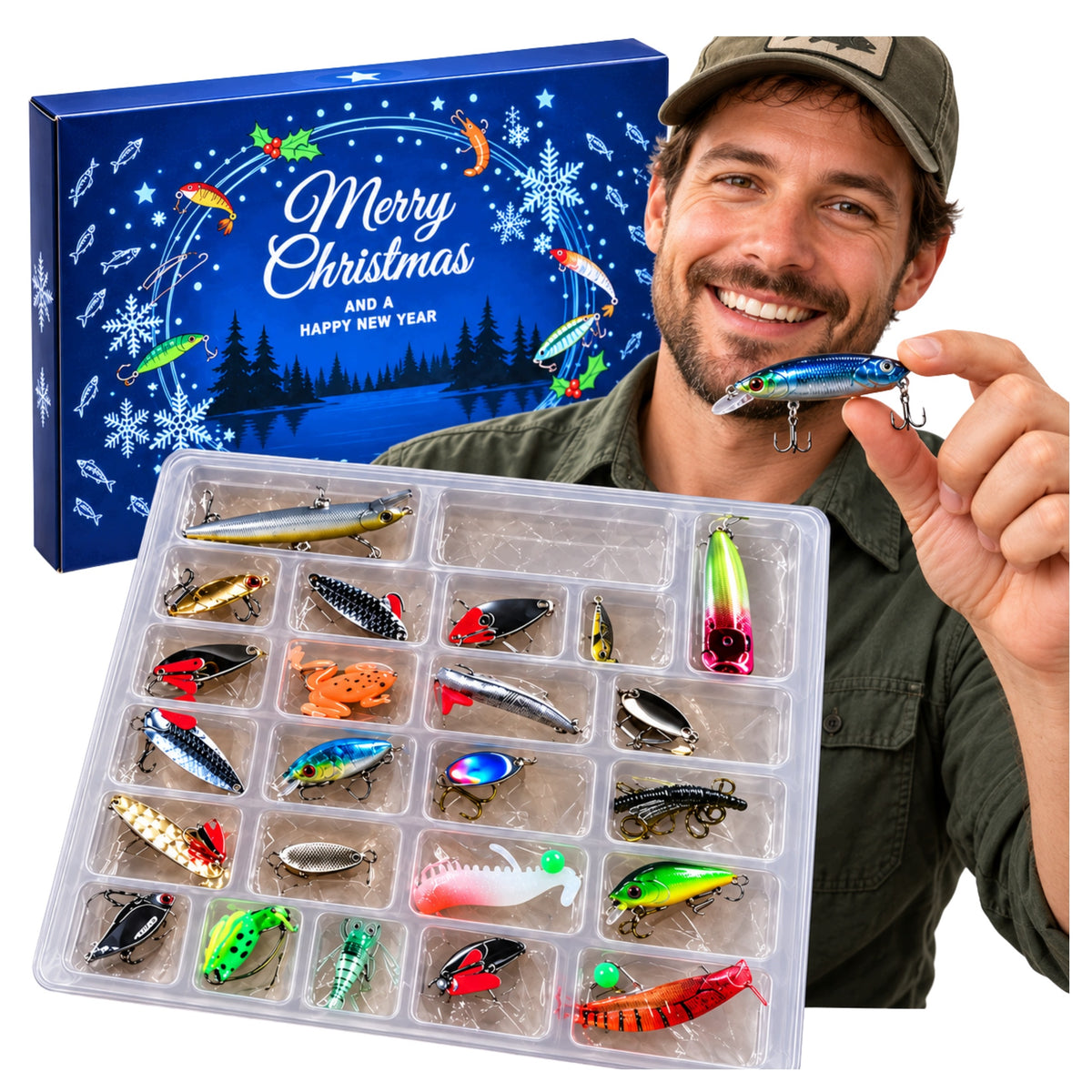 Advent Fishing Calendar 24 Lures Wobblers Spinners For Fisherman