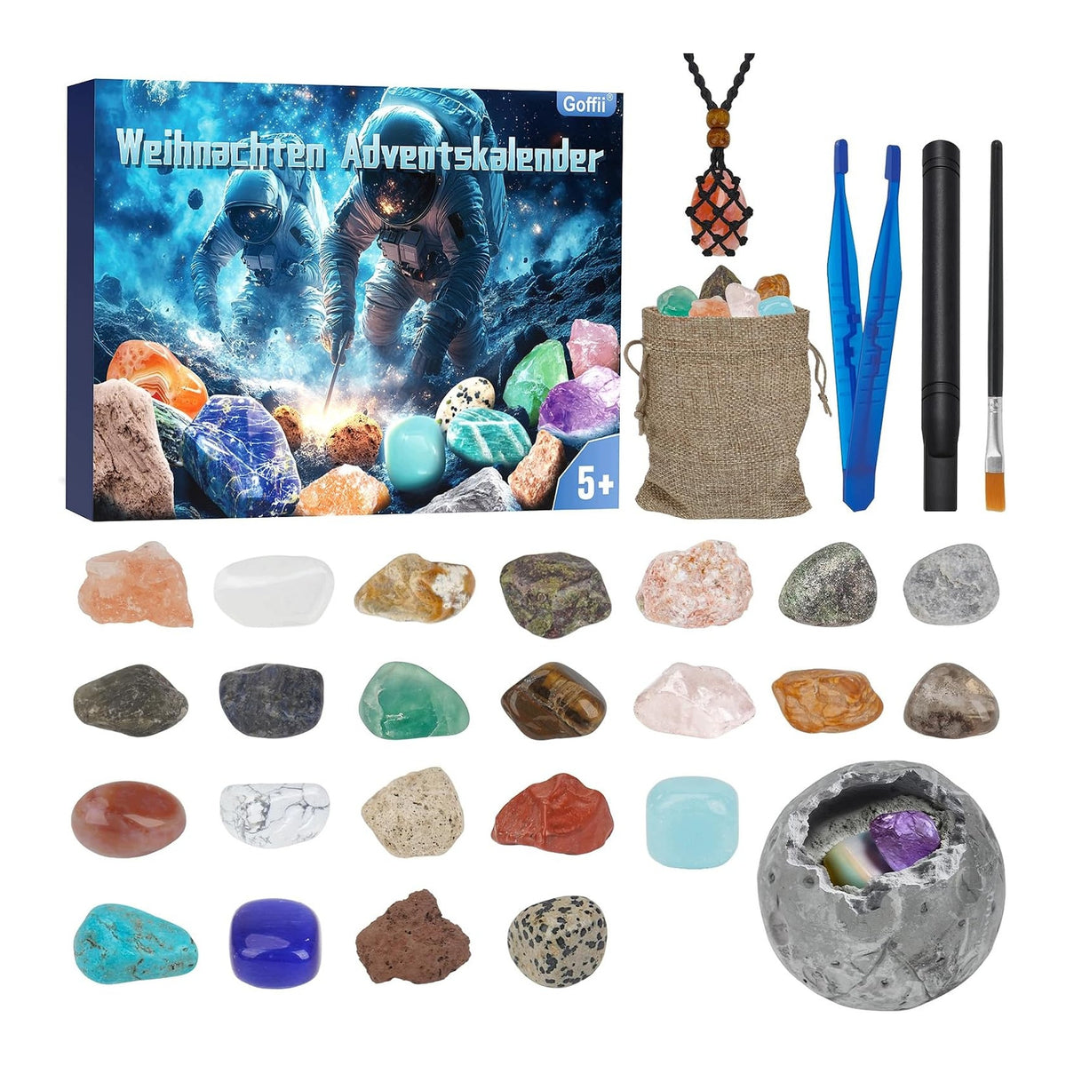 Advent calendar with crystals for children 2025 excavation set