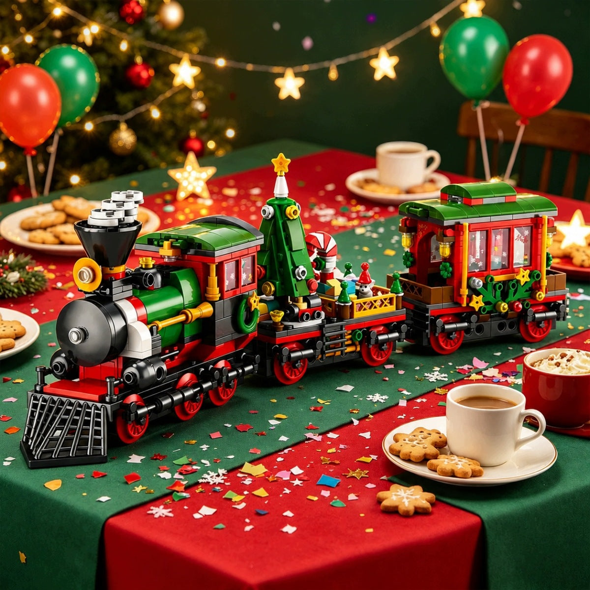 Advent calendar with train blocks toy for children gift Santa Claus Packaging status original