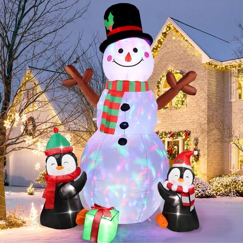 AerWo Inflatable Snowman Penguin 1,8m With LED Lights For Garden