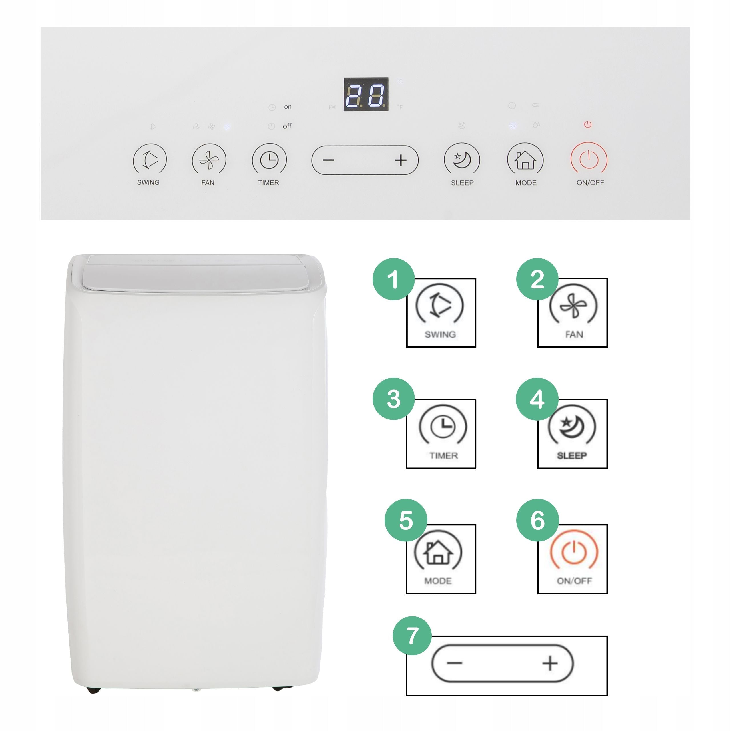 Air Conditioner 14000BTU Portable 4kW Dehumidifier 400m3/h + Gasket Manufacturer code SKP-14