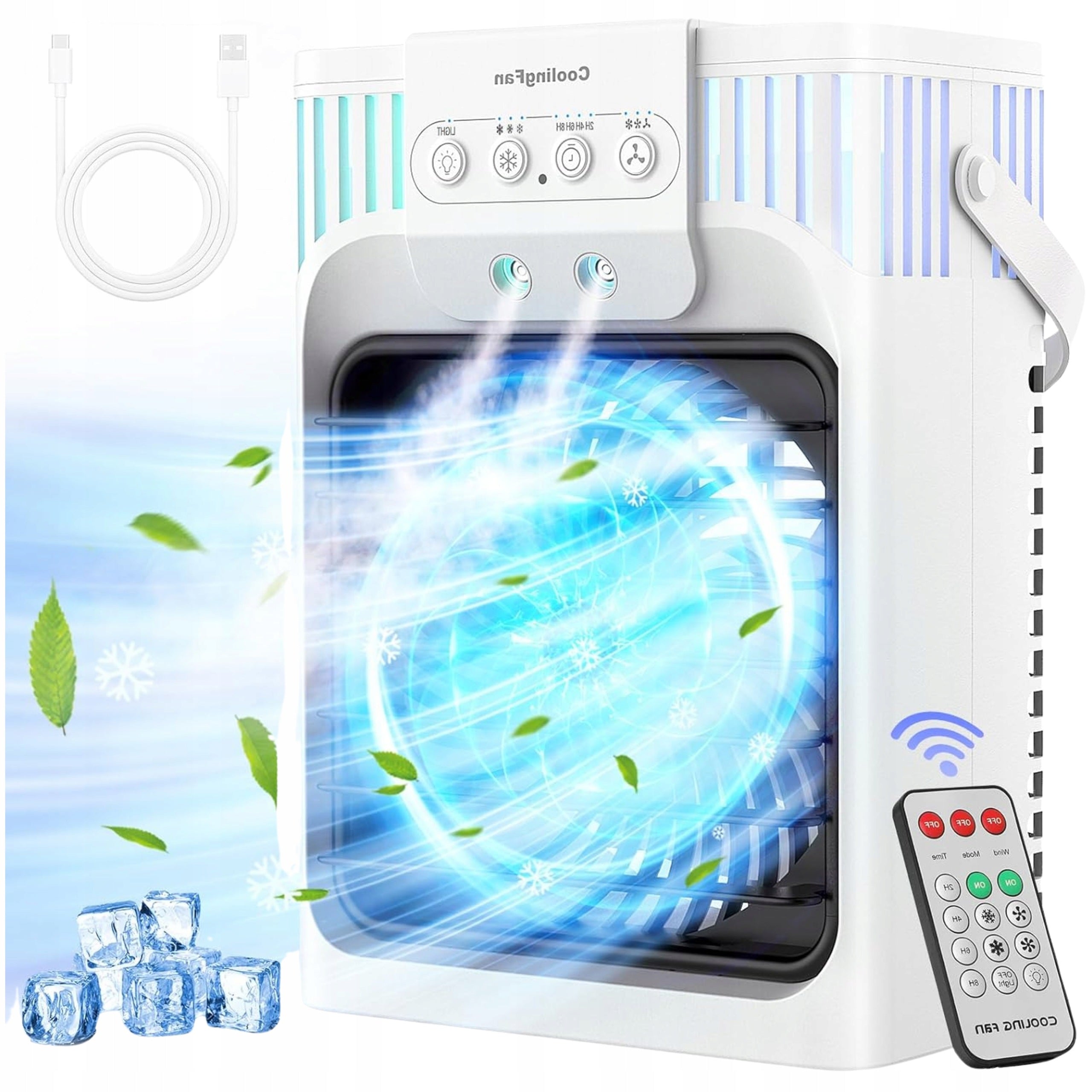 Air Conditioner Portable AB-1 LED Humidifier 10W 1200ML Quiet Without Remote Control White