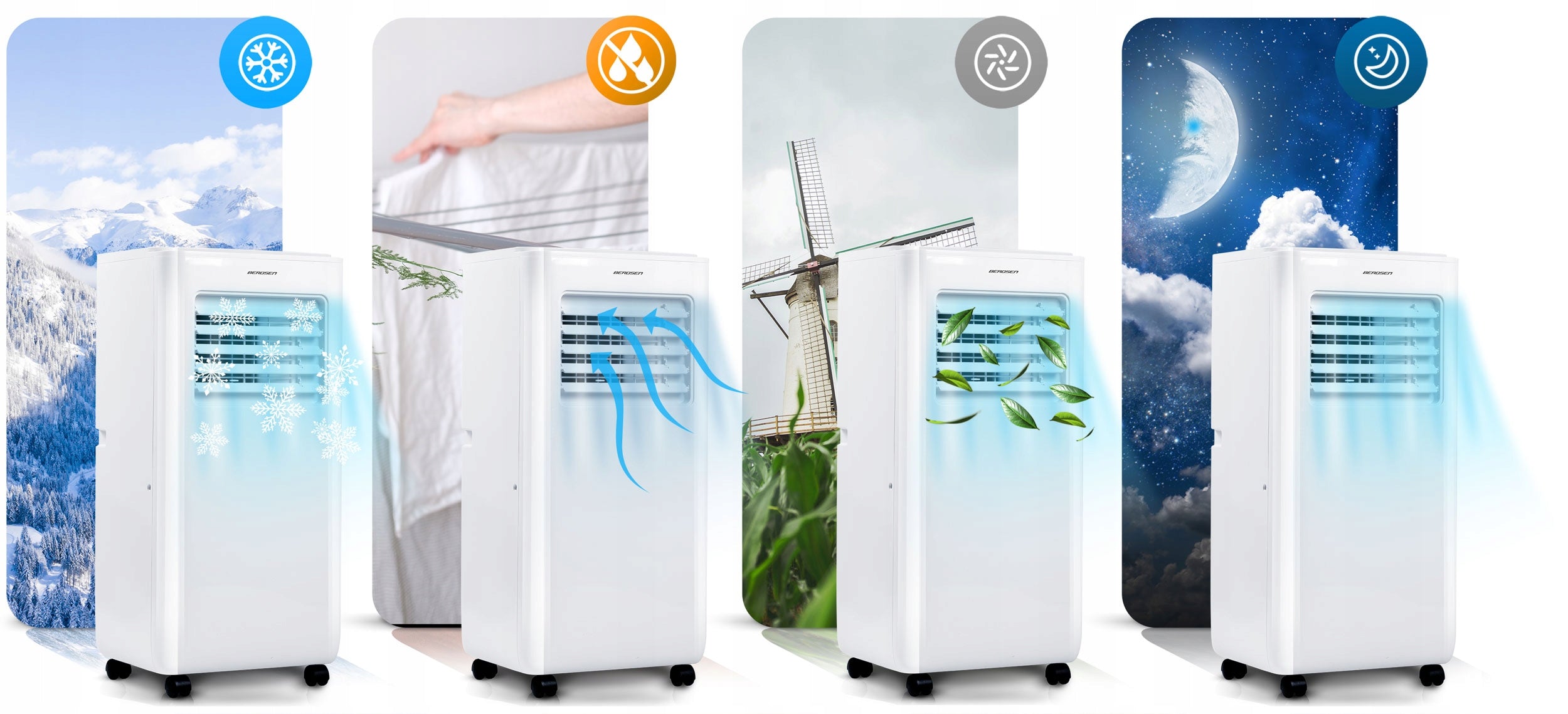 Air Conditioner Portable Quiet 2,9kW WiFi Dehumidifier 40m2 26l BD-580 Tuya Smart Control manual with the remote control