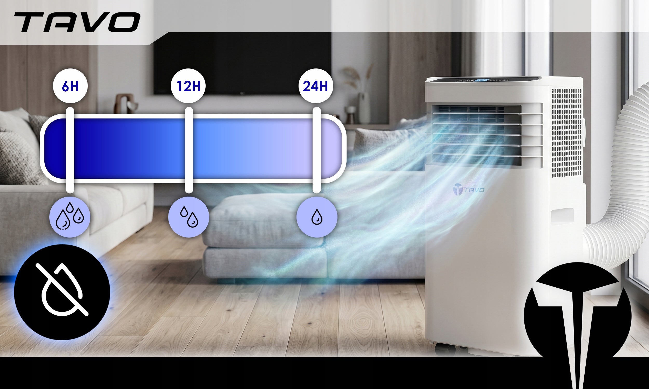 Air Conditioner Portable WiFi 2,6kW 60m2 Silent Dehumidifier 30L Tuya Gasket Energy class - cooling A+++