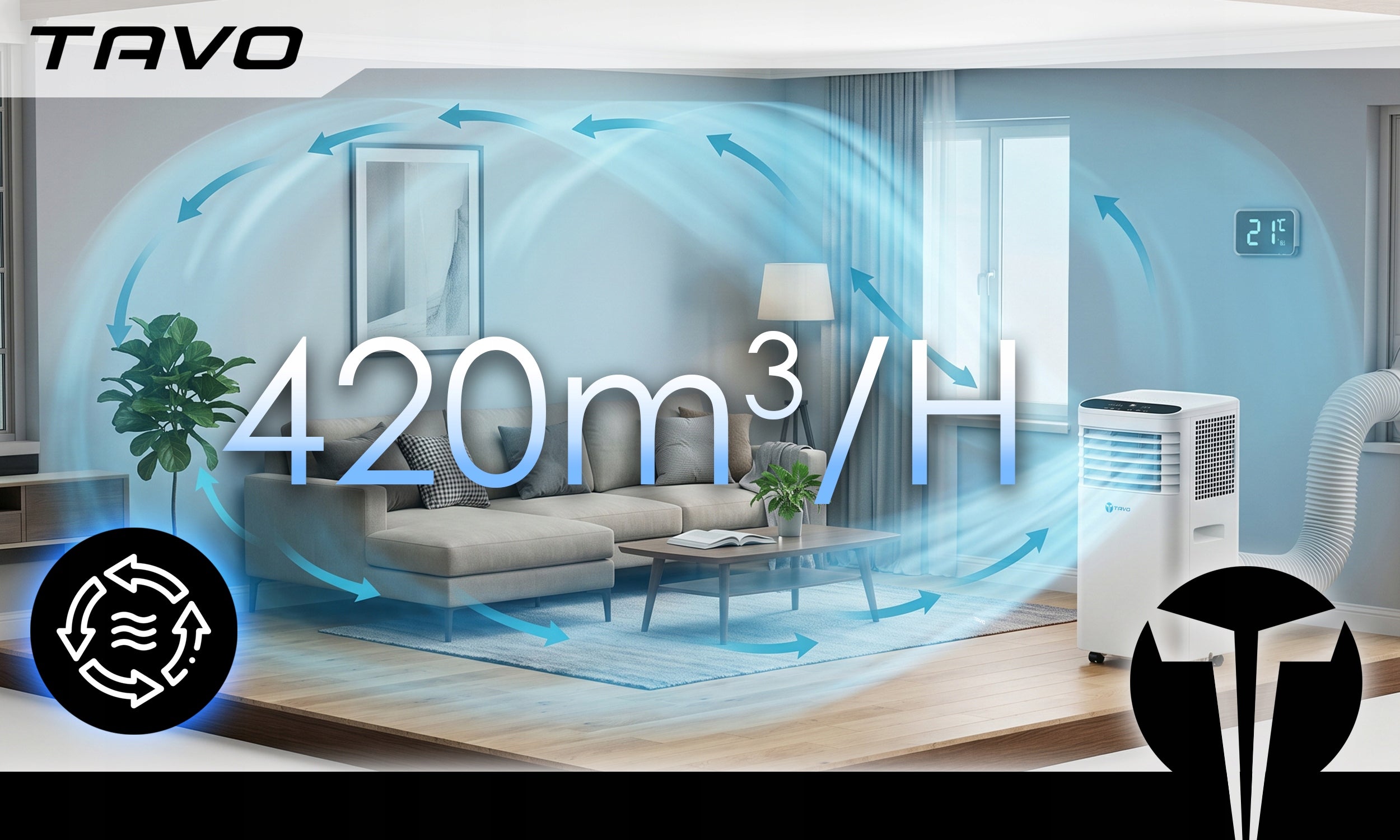 Air Conditioner Portable WiFi 2,6kW 60m2 Silent Dehumidifier 30L Tuya Gasket Heating power 0 W