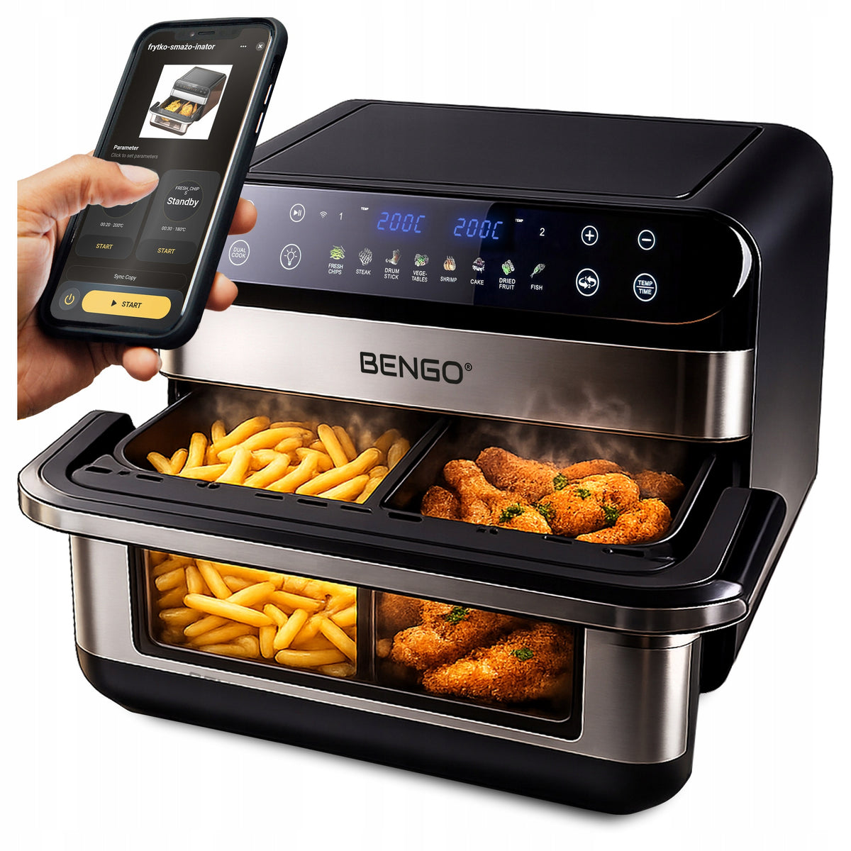 Air Fryer Fat Free Family Dual AirFryer 10L 2800W WiFi Tuya Smart