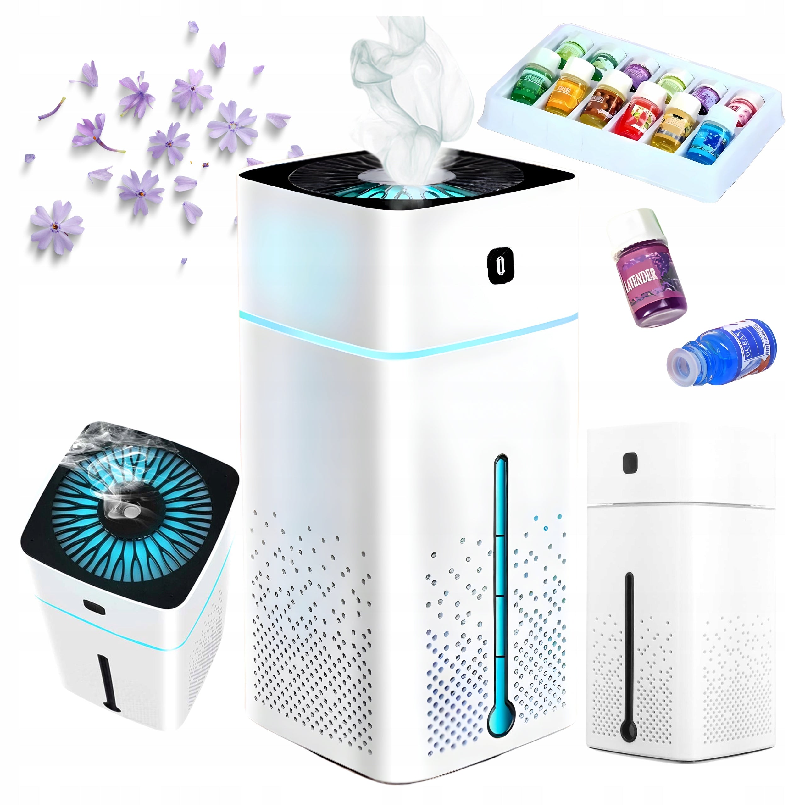 Air Humidifier 1L Aromatherapy Diffuser 12 Essential Oils White