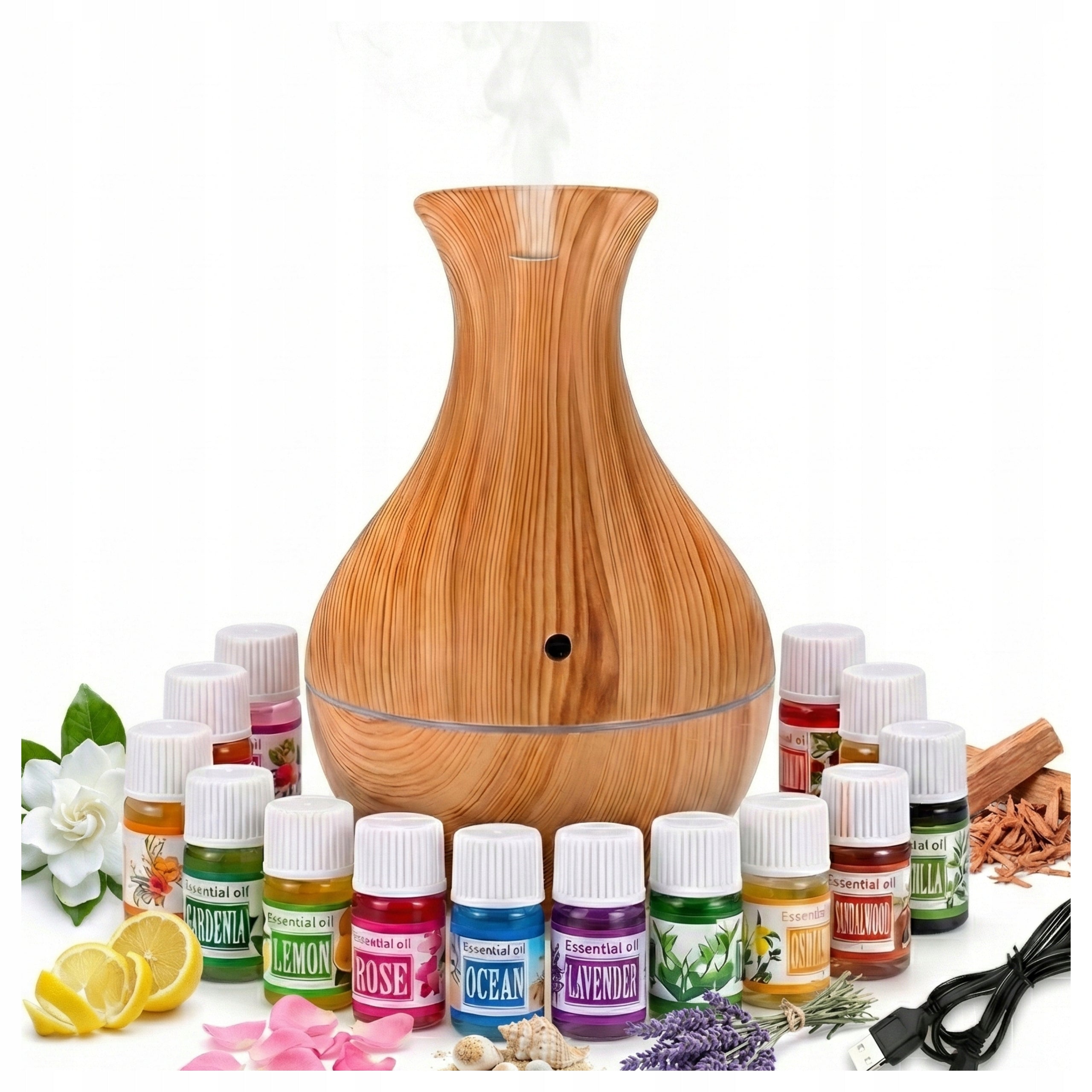Air Humidifier Fragrance Diffuser + 12 Oils LED Light Mist
