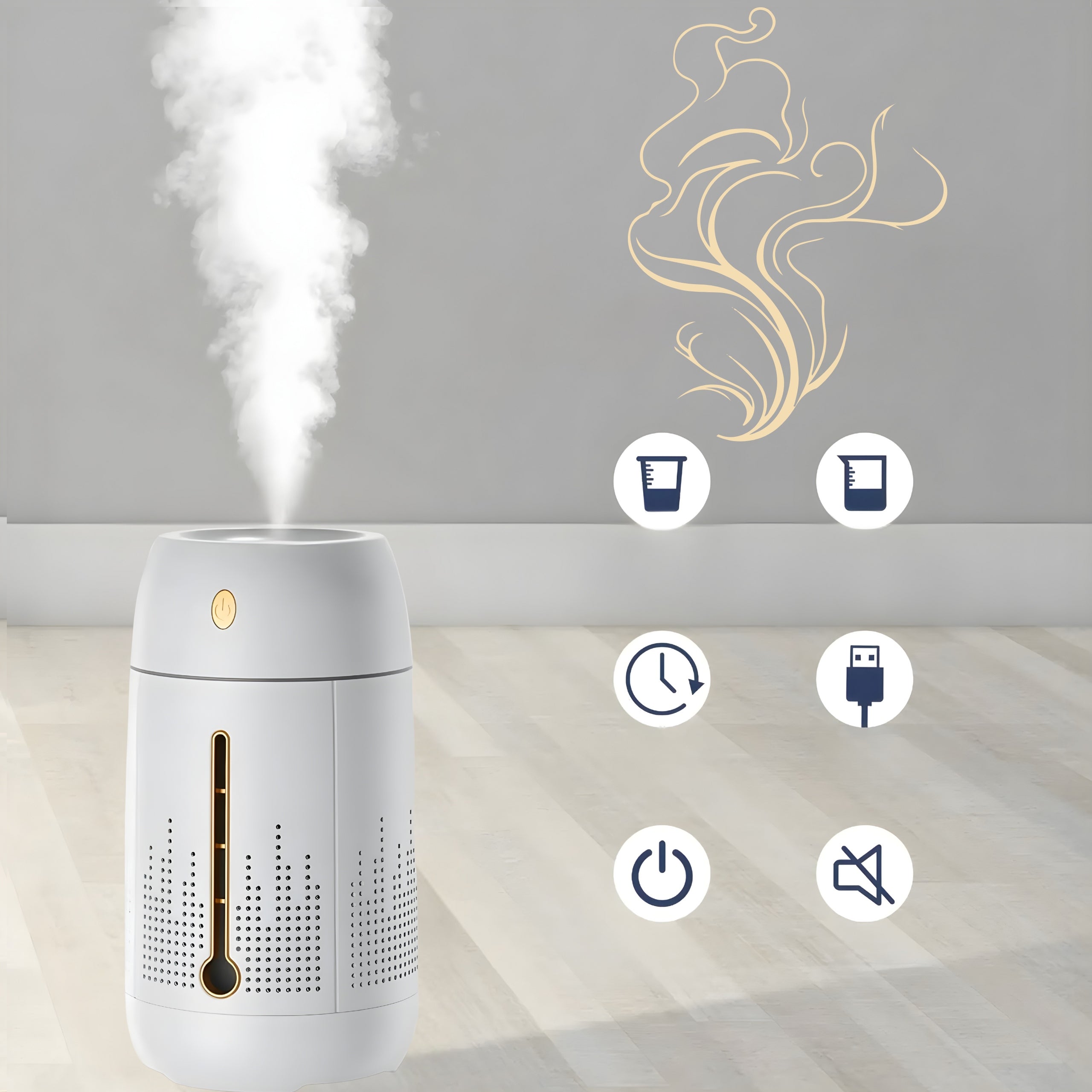 Air Humidifier Portable USB 1,2L Aromatherapy Diffuser White Medical device no