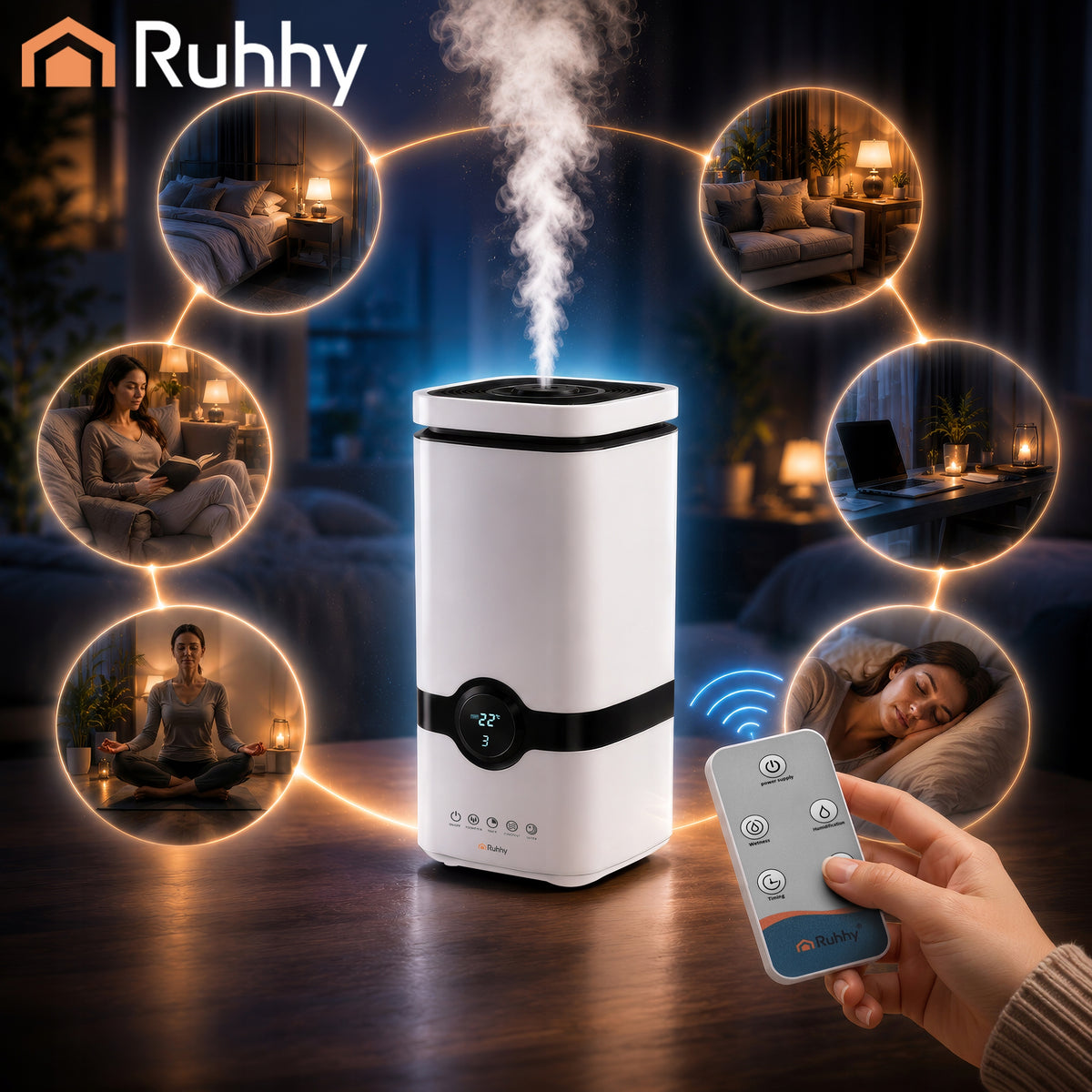 Air Humidifier Ultrasonic Diffuser Ionizer LED 50h Remote Control + Oils Medical device no