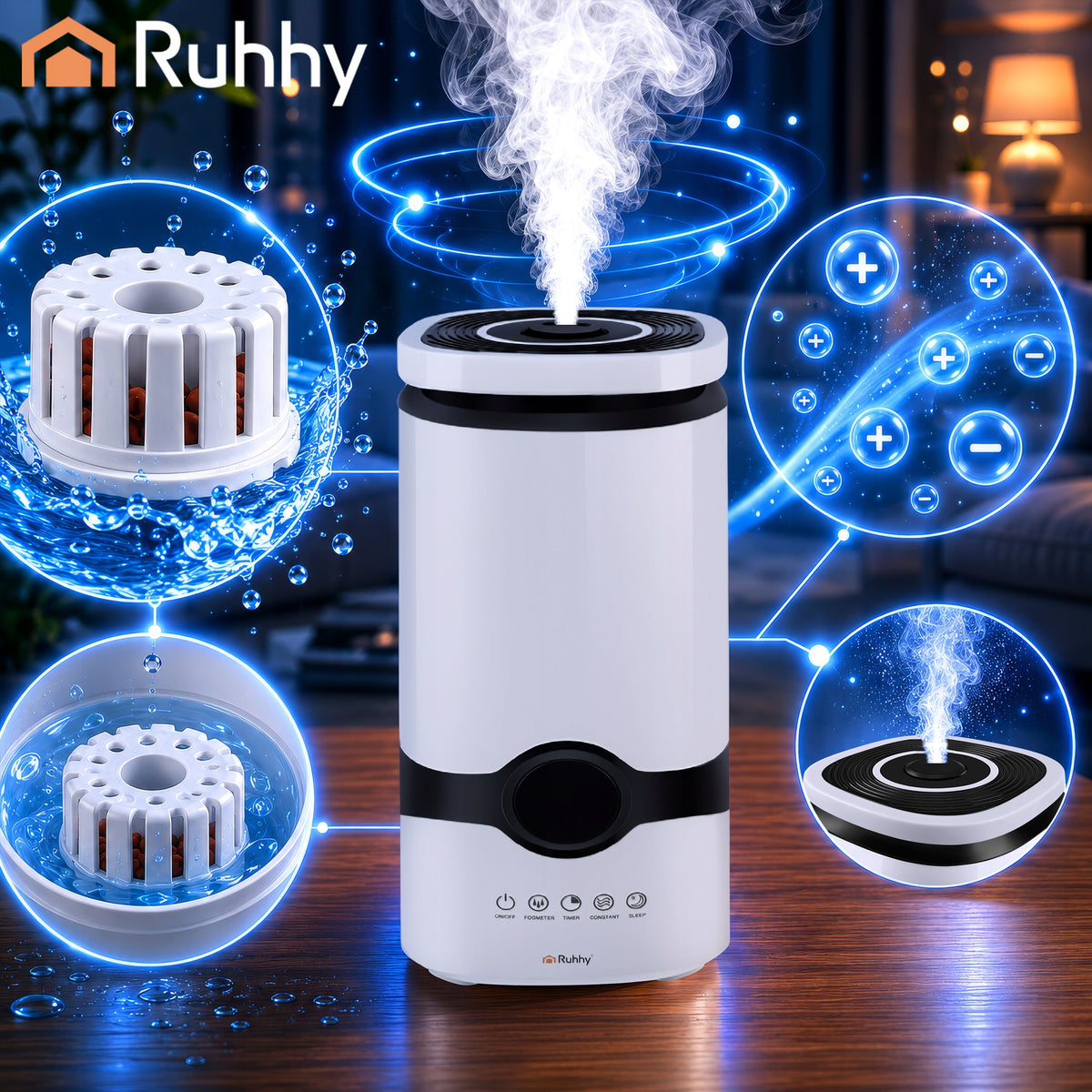 Air Humidifier Ultrasonic Diffuser Ionizer LED 50h Remote Control + Oils Packaging status original