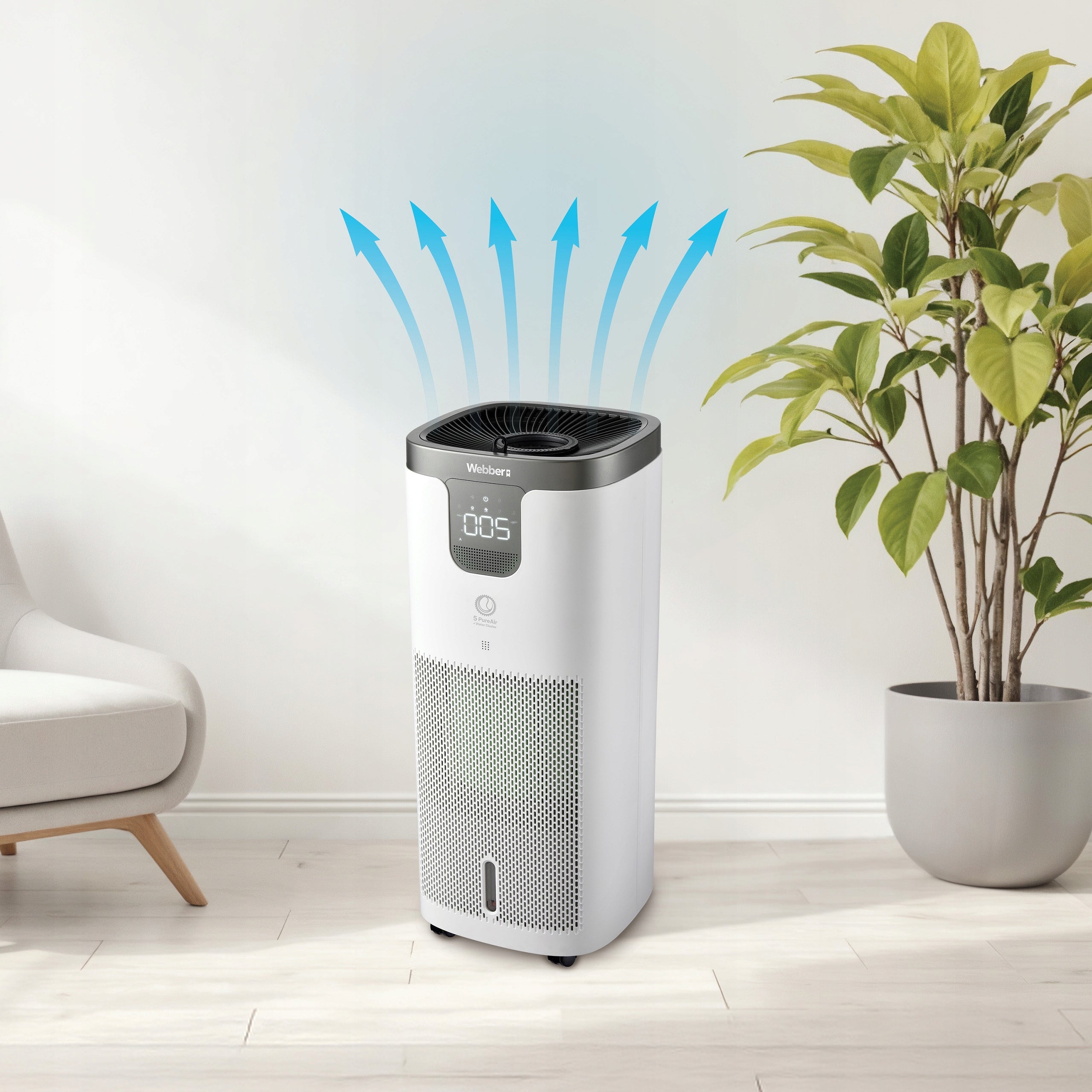 Air Purifier Webber APEH11003 WIFI HEPA 12 UV Ionizer Humidifier Power 45 W
