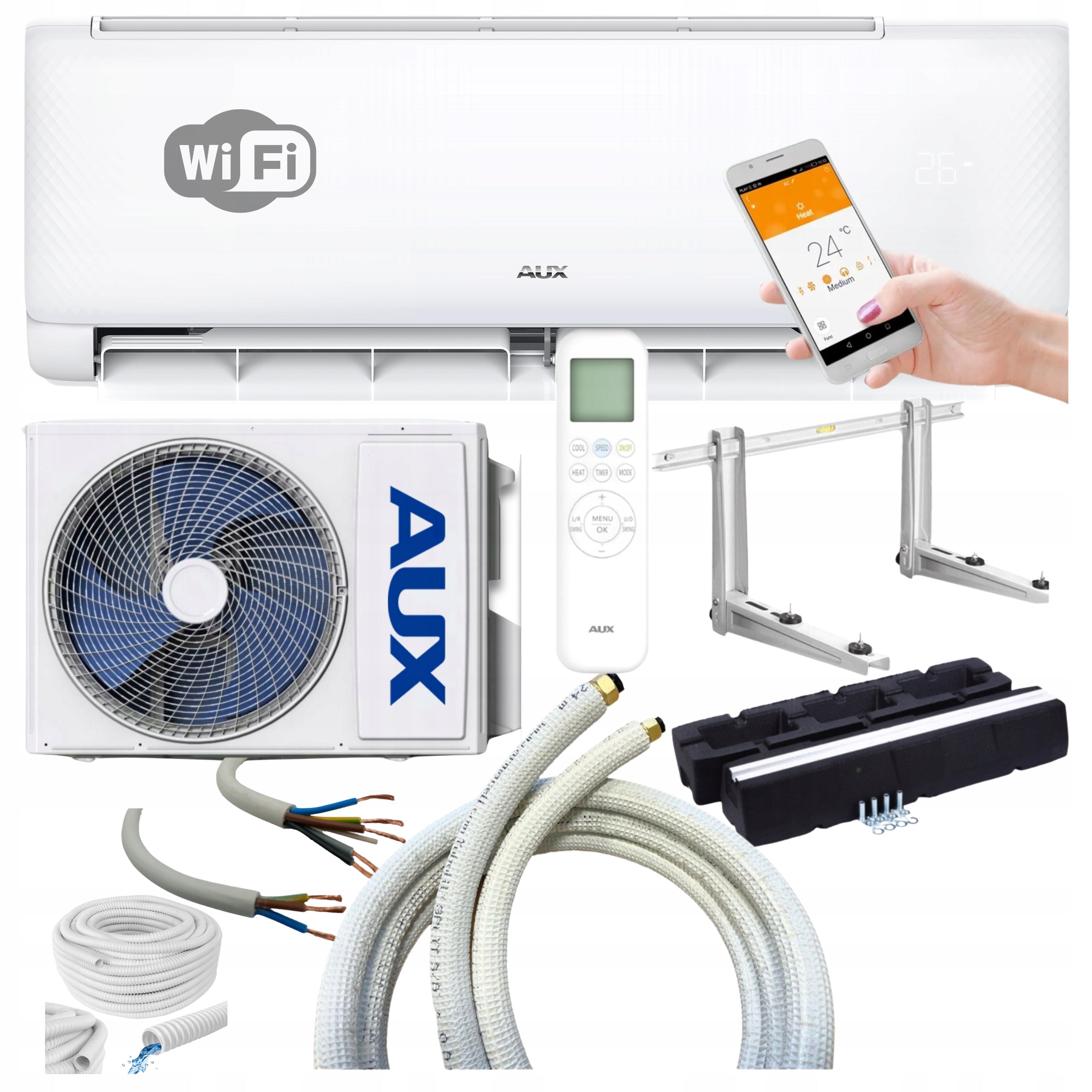 Air conditioner AUX Q-Smart ECO 3,5kW WiFi remote control + 3mb mounting kit