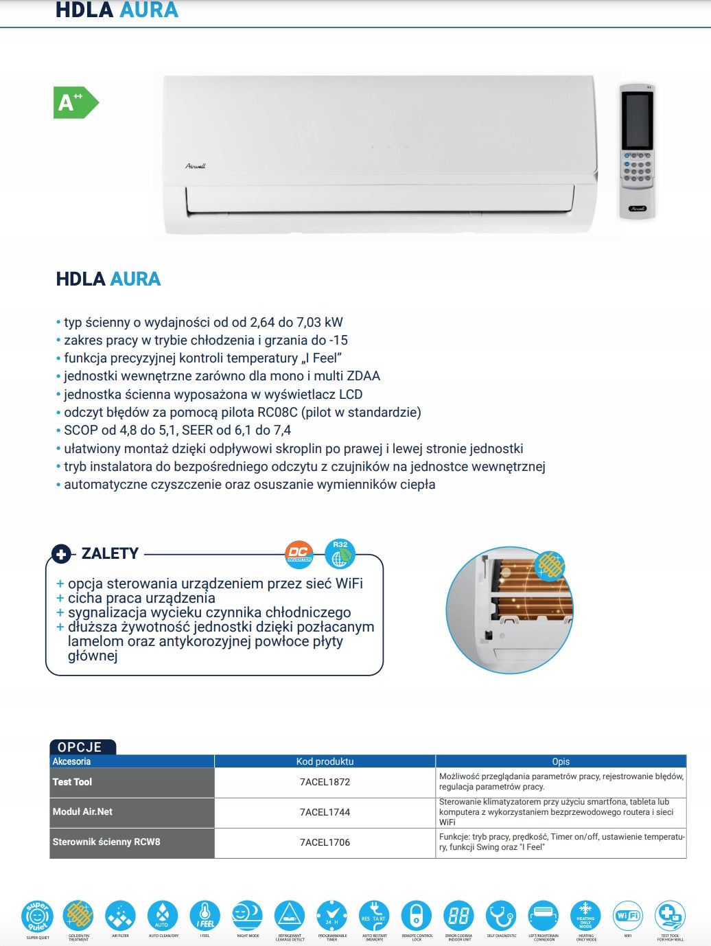 Air conditioner Airwell HDLA Aura 3,5kW with installation included in the price Brand Airwell