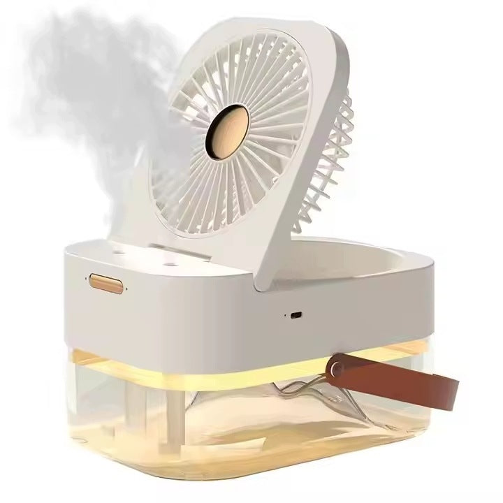 Air conditioner portable USB fan + mist 2in1 double air supply 3 speed LED