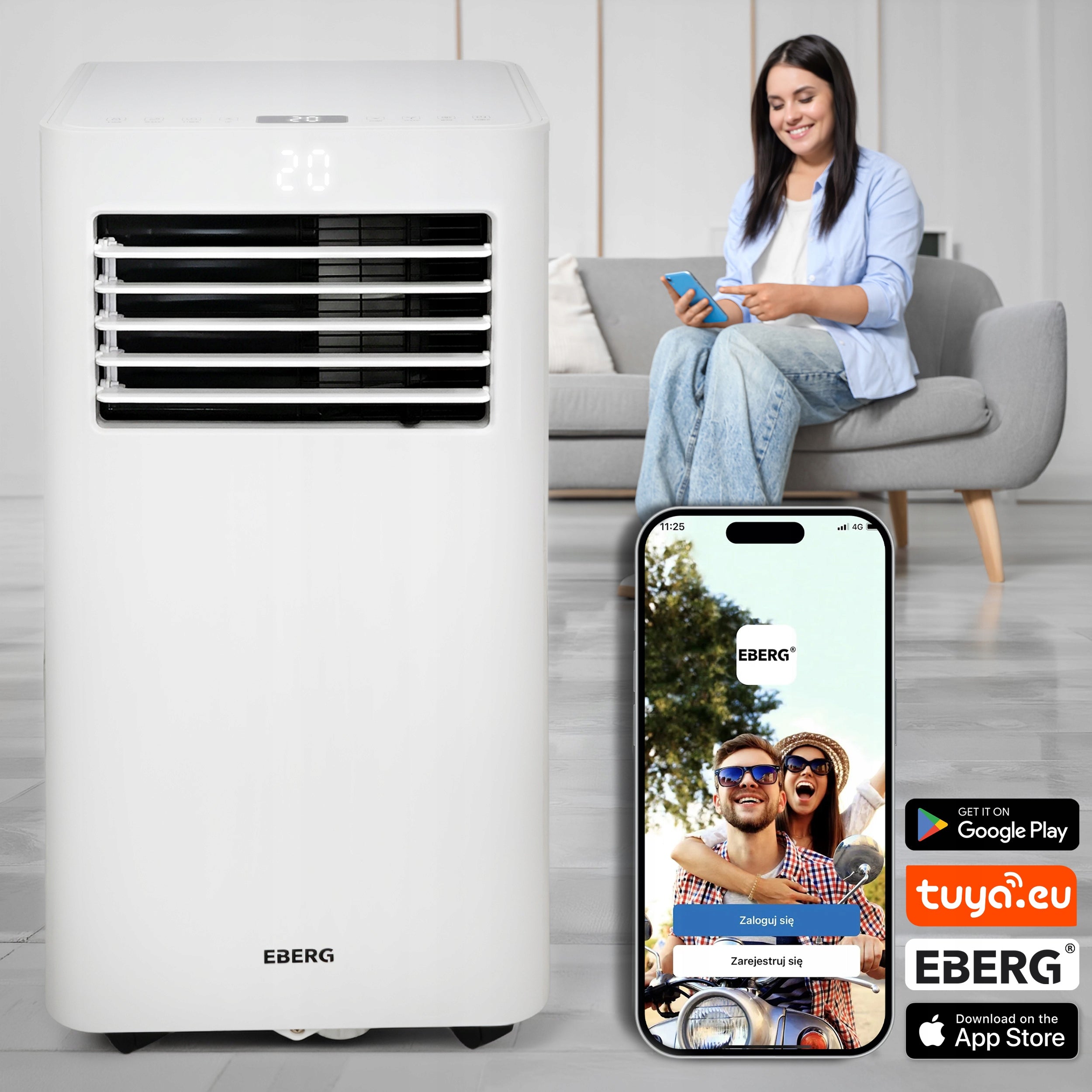 Air conditioner portable dehumidifier EBERG RIO 3kW 2xLED WiFi 24l/24h Heating power 0 W