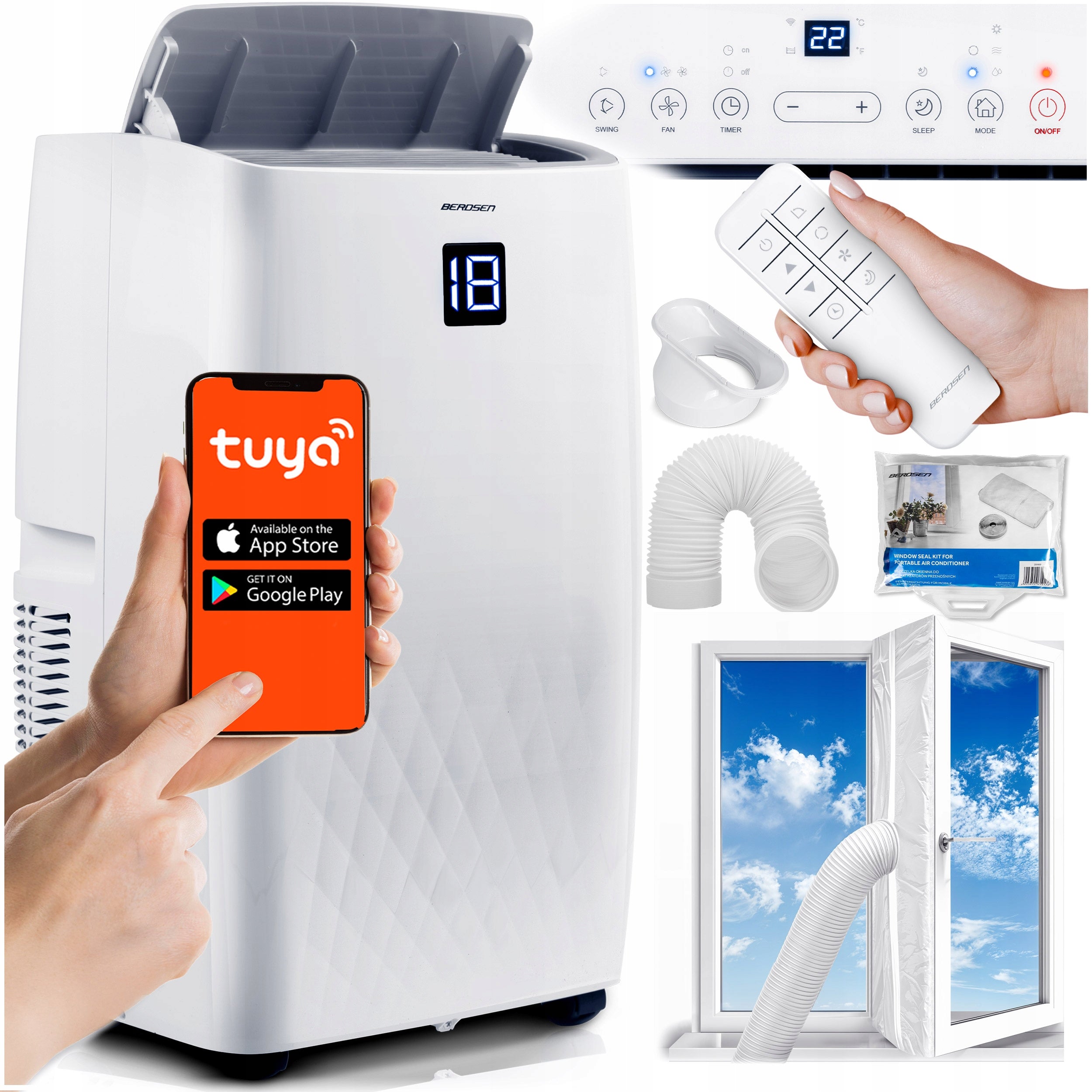 Air conditioner portable heating function 4kW DEHUMIDIFIER 34l/24h WiFi Gasket