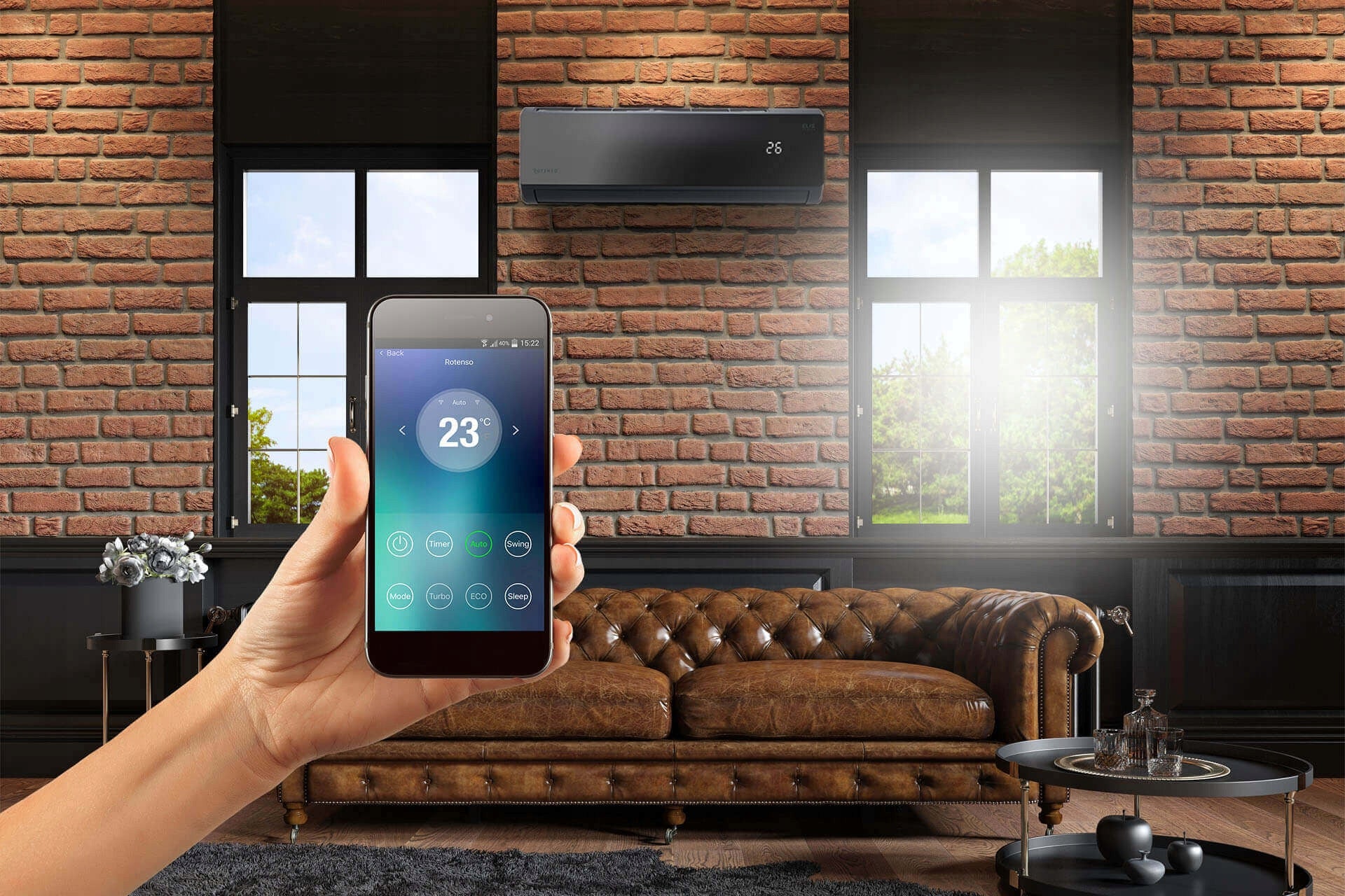 Air conditioning Multisplit ROTENSO 2x2,6+3,5kW ELIS X WIFI for apartment 90m2 Control with the remote control