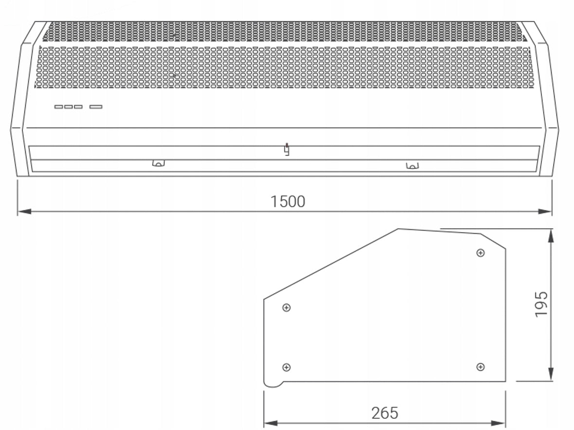 Air curtain 150cm with electric heater, heater 400V 10kW Brand Ferono