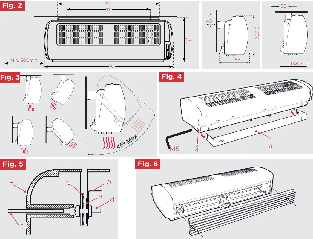 Air curtain Dimplex AC 3W 3,0 kW Product width 60 cm