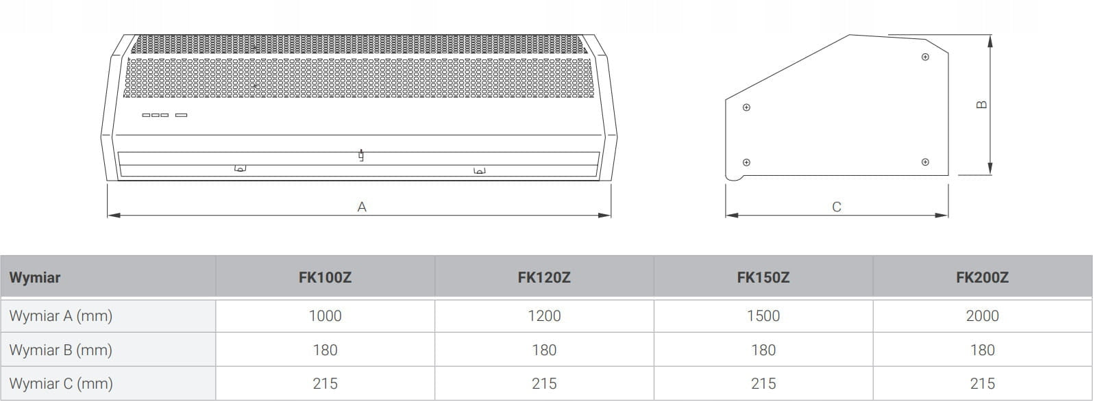 Air curtain Ferono FK200Z 200 cm Product height 21.5 cm