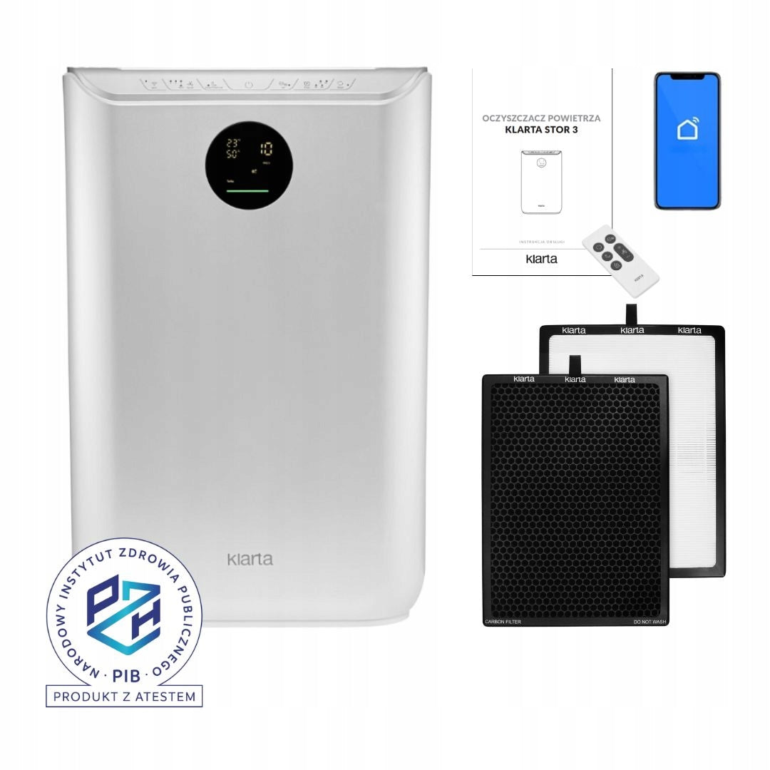 Air purifier Klarta Stor 3 Silver 80m² H13